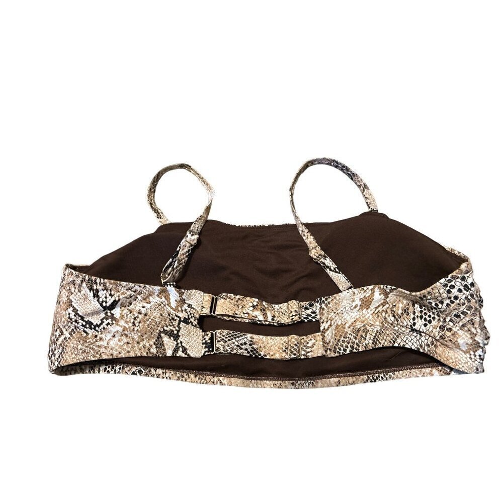 Time Tru Snake Print Bralette Swim Top Women's 3X 24W-26W Brown Square Neck NWOT